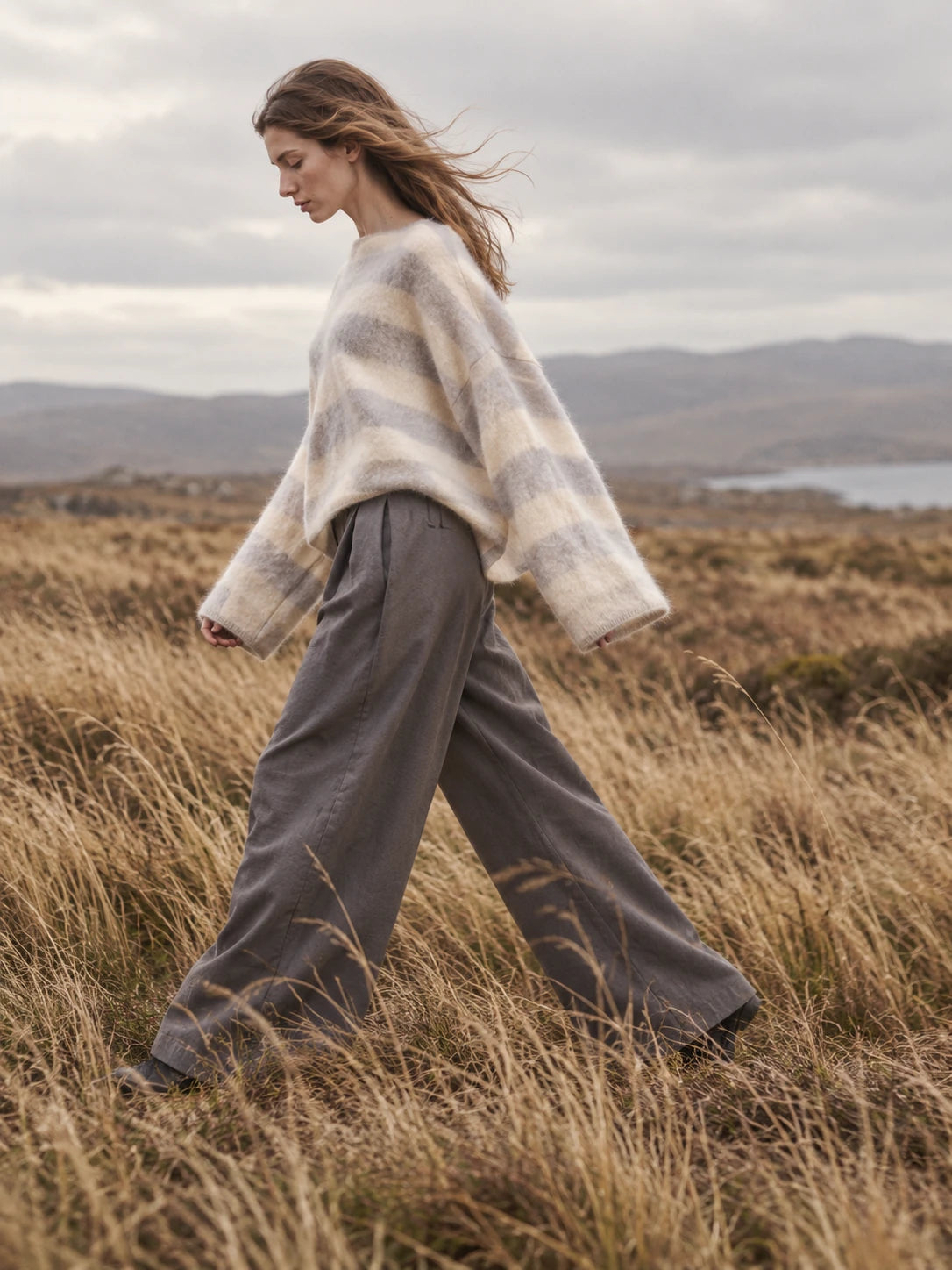 Striped knitwear in the breeze